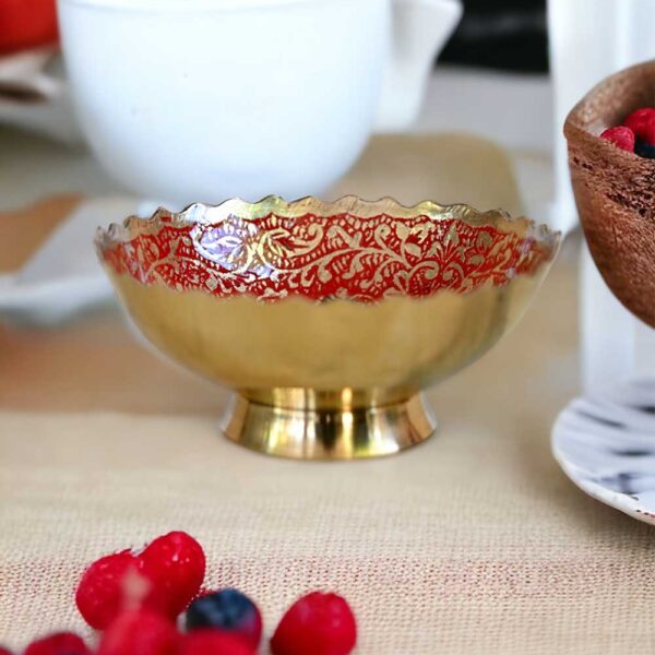 Brass Minakari Elegant Serving Bowl – 4in | Dry Fruits Serving Bowl