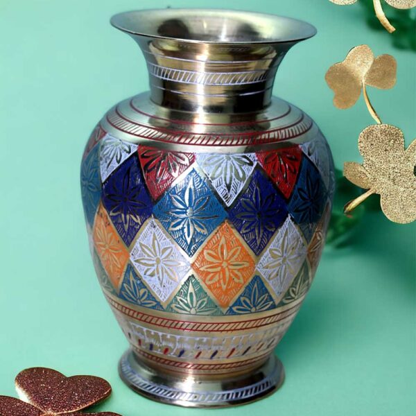 Handcrafted Brass Flower Vase with Minakari Design