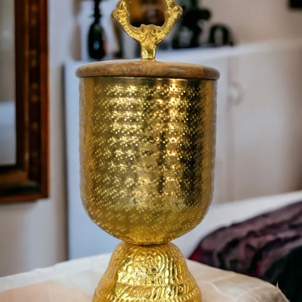 Aluminum Gold Finish Dry Fruits Jar Container