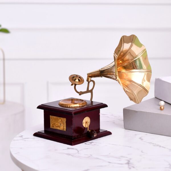Gramophone Corner Table D?cor Gold Finish